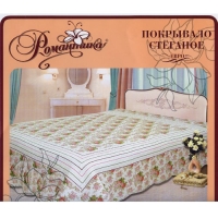 Покрывало "Романтика Patchwork" стеганое, рисунок: розовые цветы с полосой, 180х235 артикул 3581e.